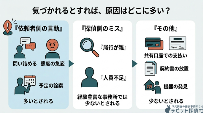 バレる原因は依頼者側の言動に多いことを説明する画像