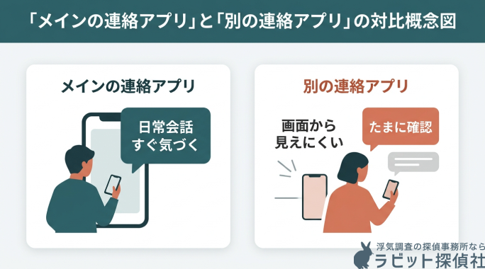 メインの連絡アプリと別の連絡アプリの対比