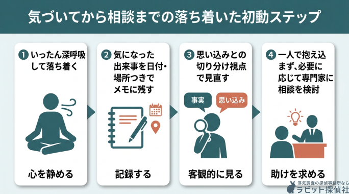 気づいてから相談までの落ち着いた移動ステップ