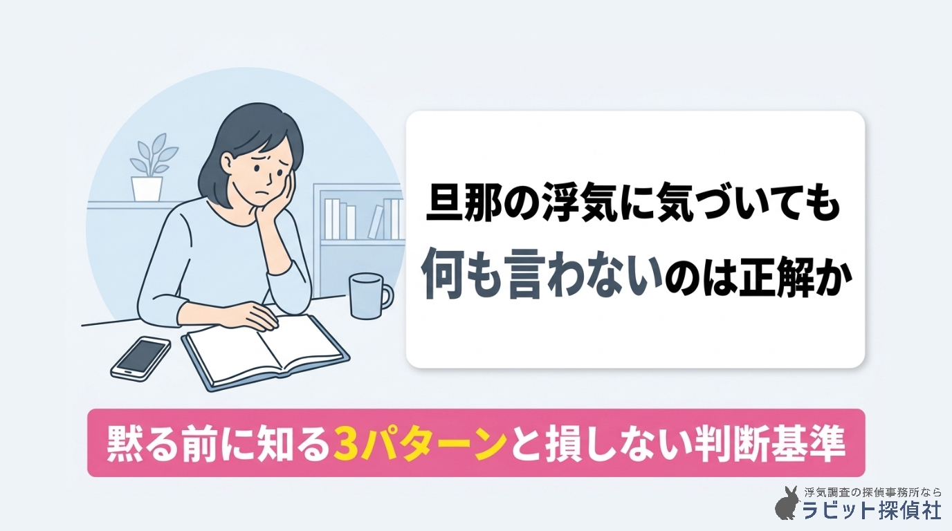 旦那の浮気に気づいても何も言わないのは正解か｜黙る前に知る3パターンと損しない判断基準